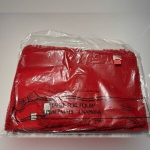 Vintage Matters Red Placemats And Napkin Set 6 Each, Brand New, 100% Cotton